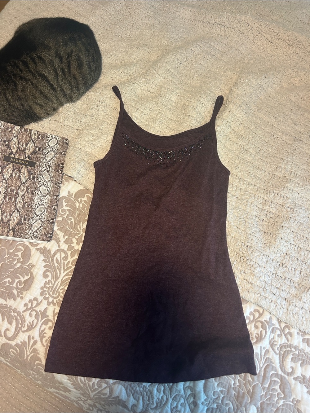 Mossimo Supply Co. Beaded Scoop Neck Tank - Deep Plum